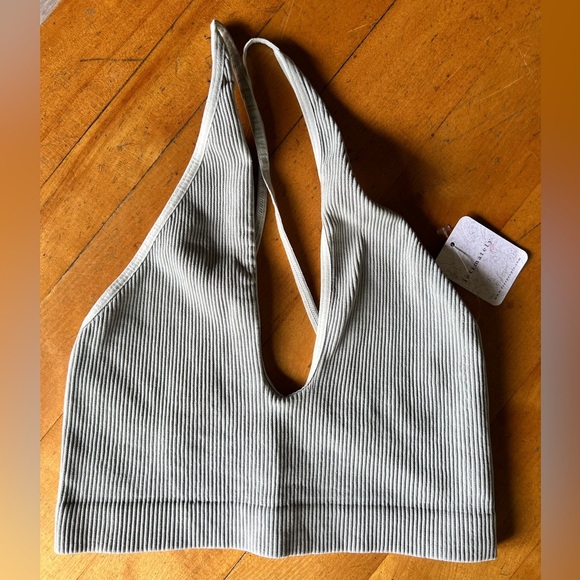 Free People Intimately Crossback Ribbed Bralette in Gray Motif Size L/XL NWT - Picture 1 of 4